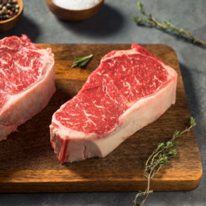 Beef new york strip steak offered at WP Meat Co in Enfield, Illinois.