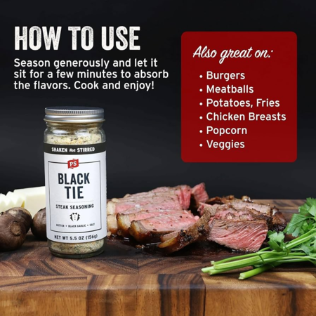 Black Tie Seasoning offered at WP Meat Co in Enfield, Illinois.
