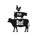 a outline of a cow, hog and chicken stacked together indicated different species offered at WP Meat Co in Enfield, Illinois