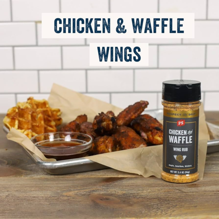 Chicken and Waffle Wing Rub offered at WP Meat Co in Enfield, Illinois.