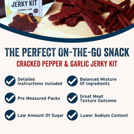 Cracked pepper and garlic jerky kit offered at WP Meat Co in Enfield, Illinois.