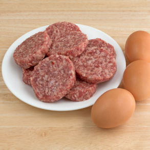 Mini pork sausage patties offered at WP Meat Co in Enfield, Illinois.
