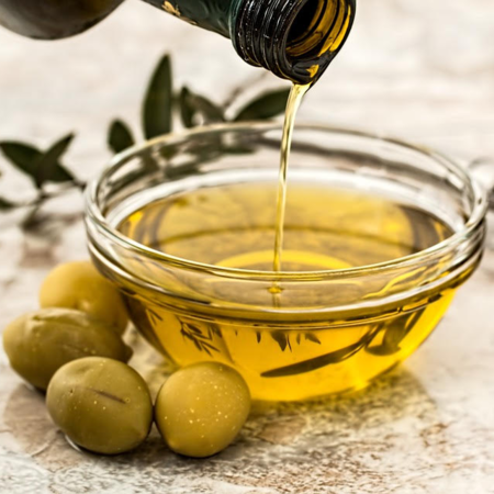 Olive oil offered at WP Meat Co in Enfield, Illinois.