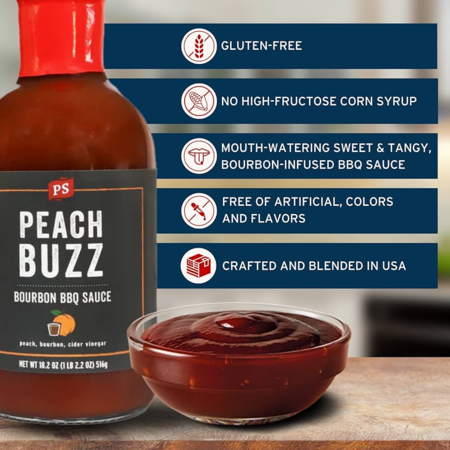 Peach Buzz BBQ offered at WP Meat Co in Enfield, Illinois.