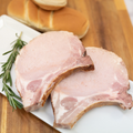 Smoked pork chops offered at WP Meat Co in Enfield, Illinois.
