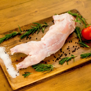 Whole rabbit fryer offered at WP Meat Co in Enfield, Illinois.