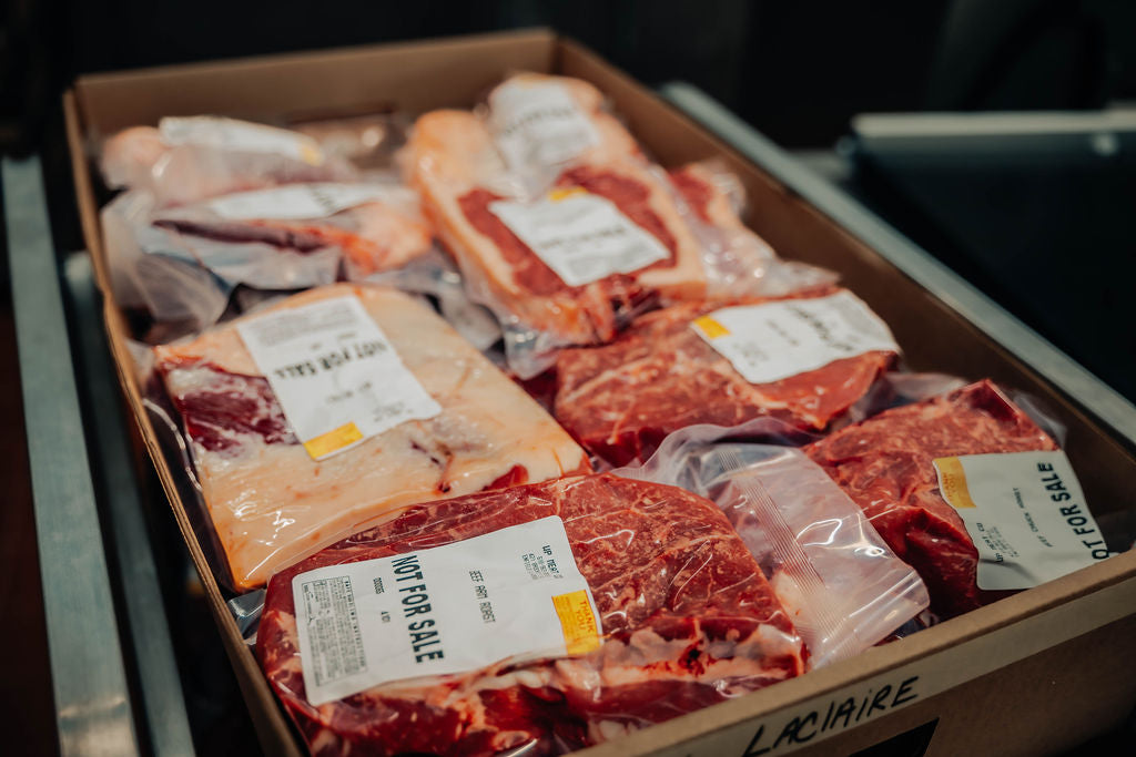Packed meat offered at WP Meat Co in Enfield, Illinois. 